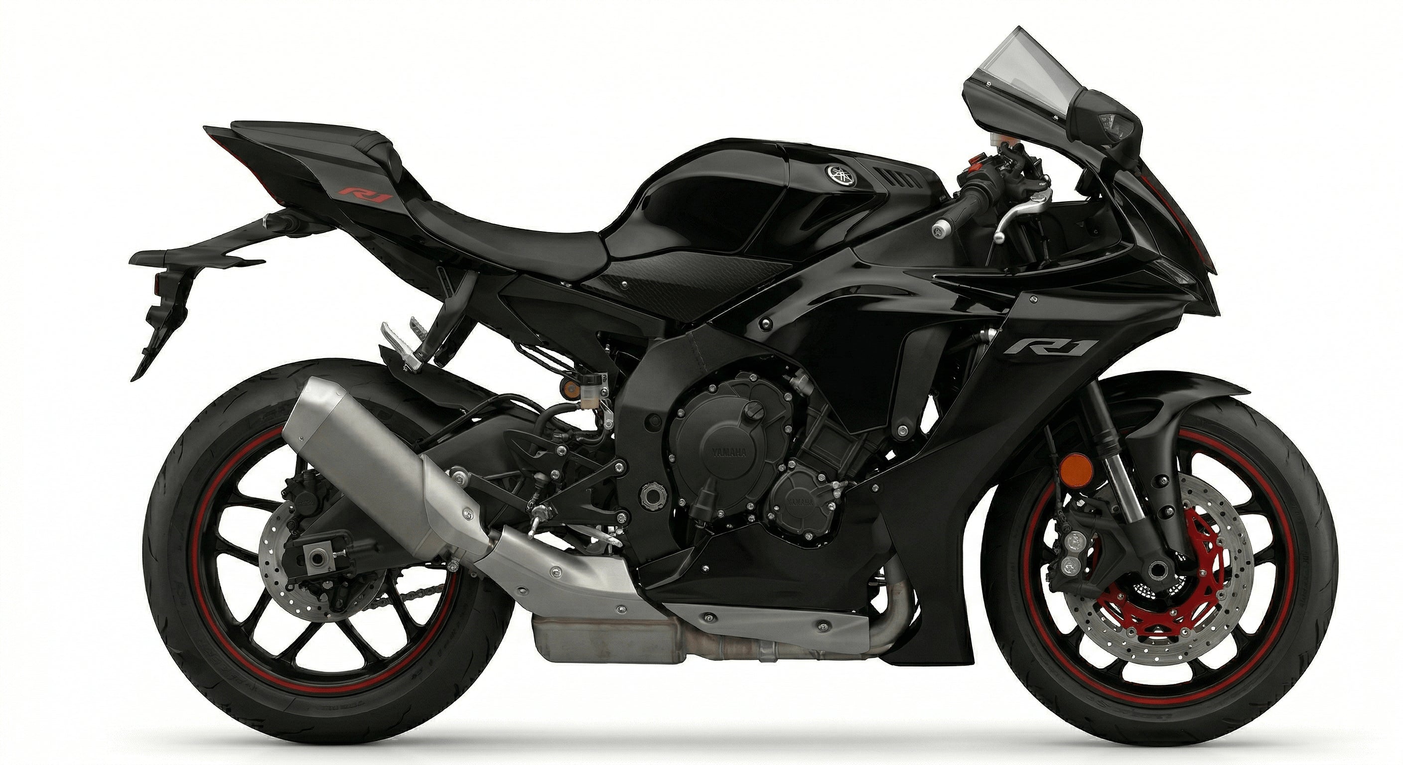 "YAMAHA R1 motorcycle in a dynamic pose showcasing its design and features."